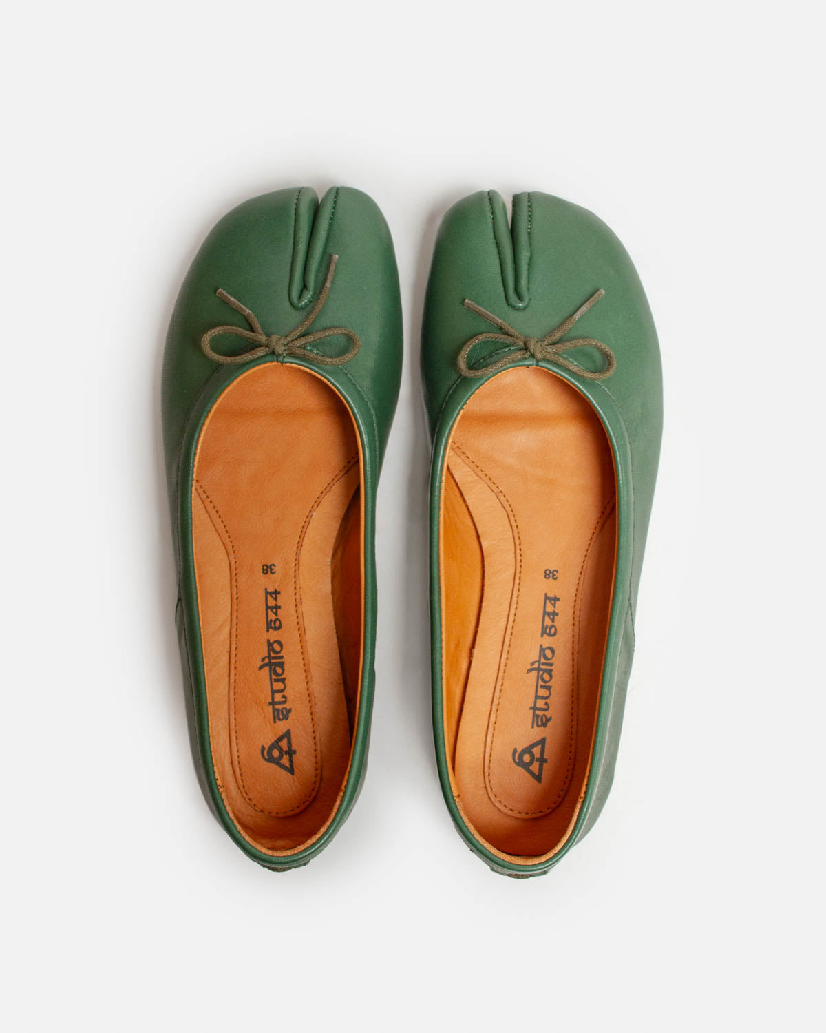 Ballerina verde tabi da donna in vera pelle TABI FUKU VERDE
