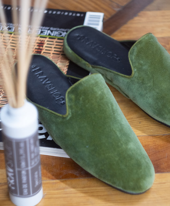 SLIPPER BENSO 061 - OLIVE VELVET